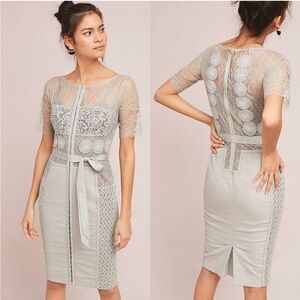 In Earnest by Byron Lars Anthropologie Gray Lace  Mixed Media Slip Dress…